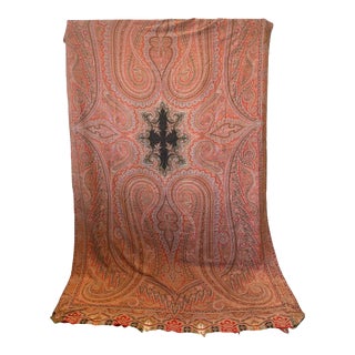 Early 19th Century Handwoven Wool Scottish Paisley Textile Throw For Sale
