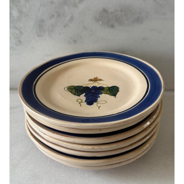 Set of 7 Lamas Ceramiche Grape Design Pottery Lunch Plates For Sale - Image 4 of 9