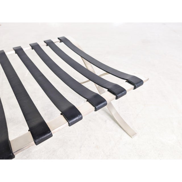 Black Barcelona Stool in Leather by Mies Van Der Rohe for Knoll International For Sale - Image 8 of 13