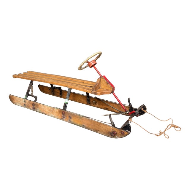 Vintage Steering Sled in Oak, 1920s For Sale