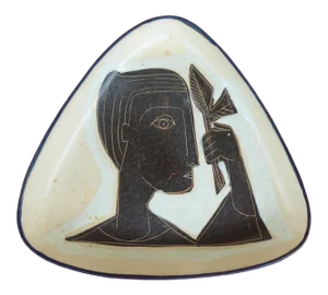 1960s Vintage Philippe Lambercy Studio Pottery Tri-Corner Dish