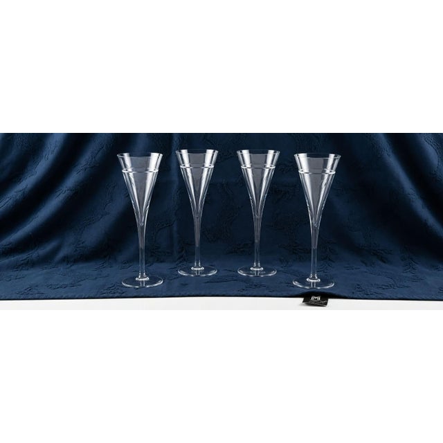 Modern Limited Edition Set of 4 Crystal Champagne Flutes Crate & Barrel Callaway Collection - Set of 4 For Sale - Image 3 of 10