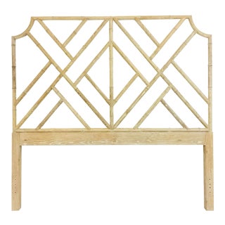 Worlds Away Asian Modern Style Cerused Oak Finished Bamboo Rebecca Q Headboard For Sale