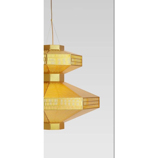 Metal Ma-Rock T Gr Golden Suspension Lamps by Jaime Hayson for Parachilna, Set of 2 For Sale - Image 7 of 13