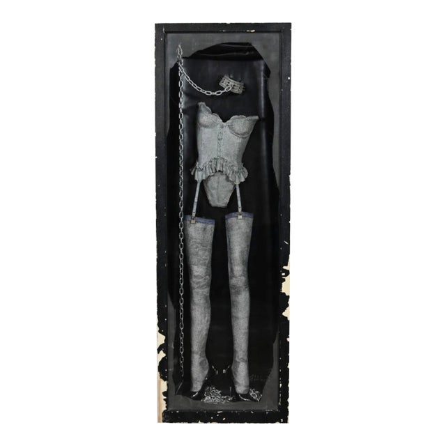 Susan Tibbles Life Sized Art Assemblage “Master Lock” Framed Sculpture in Distressed Display Case For Sale