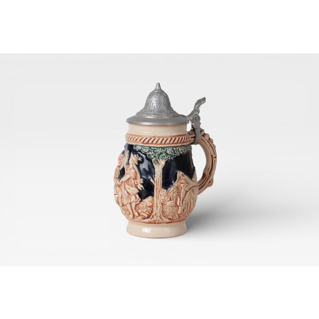 1970s Mid-Century West German 1/8l Beer Stein With Pewter Lid For Sale - Image 5 of 14