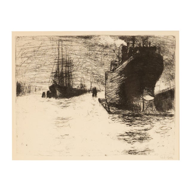 Highly important German Expressionist etching by Emil Nolde (1867-1956), Hamburg, Reiherstiegdock, 1910. This is a very...