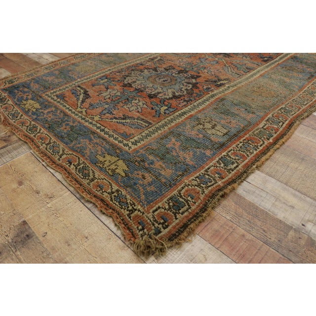 Textile Distressed Antique Persian Bijar Rug - 4'1 X 7'00 For Sale - Image 7 of 11