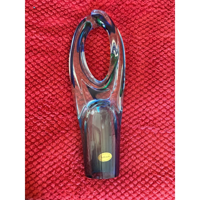 Late 20th Century Late 20th Century Signed A. Tablonski Polish Art Glass Sculpture -- 18" Blue Green Crystal Modernist Vase For Sale - Image 5 of 13