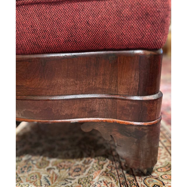 Antique American Empire Serpentine Mahogany Footstool Ottoman For Sale - Image 9 of 14