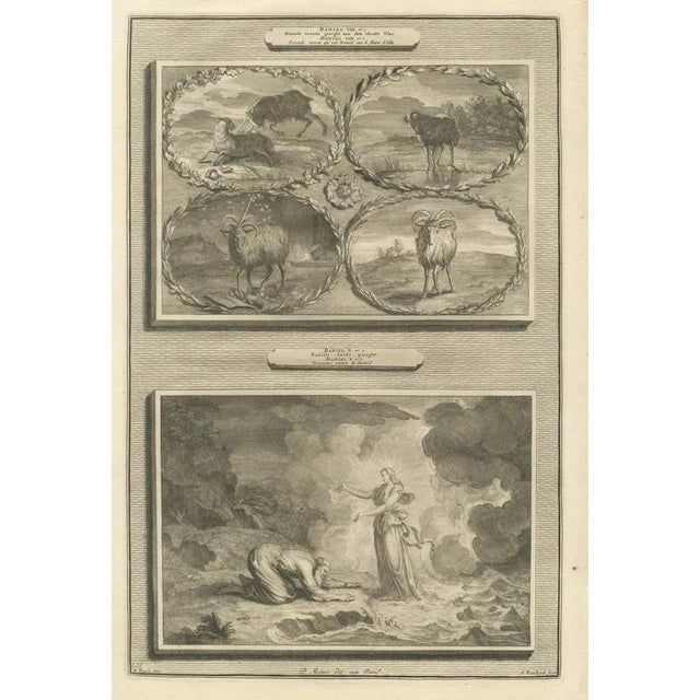 Pieter Mortier, Daniel's Vision of the Ram and Goat and Vision by the Tigris, 1700, Engraving For Sale - Image 12 of 12