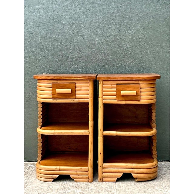 Vintage Stacked Rattan Nightstands After Frankl For Sale - Image 11 of 18
