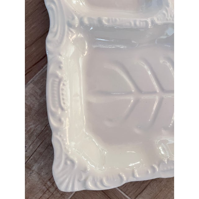 California Pottery 1980s California Pottery 3-Section Serving Dish Calif 381 Wht Tabletop Platter For Sale - Image 4 of 10