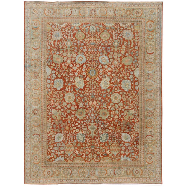 Red Vintage Persian Tabriz Handmade Wool Rug For Sale - Image 13 of 13