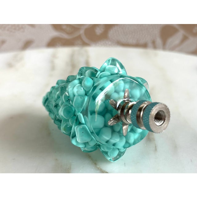 Turquoise Christmas Tree Lamp Finial on Chrome Hardware For Sale - Image 4 of 6