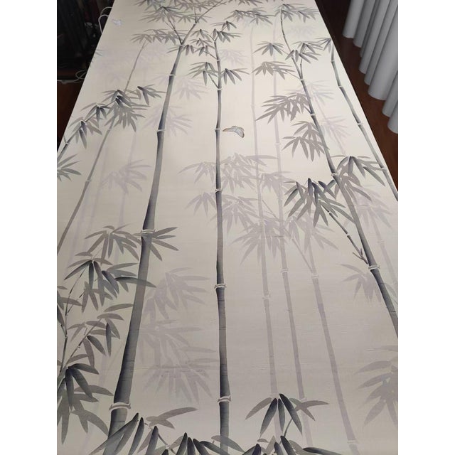 Chinoiserie Beige Bamboo Chinoiserie Mural | 4-Panel Hand-Painted Wallpaper For Sale - Image 3 of 6