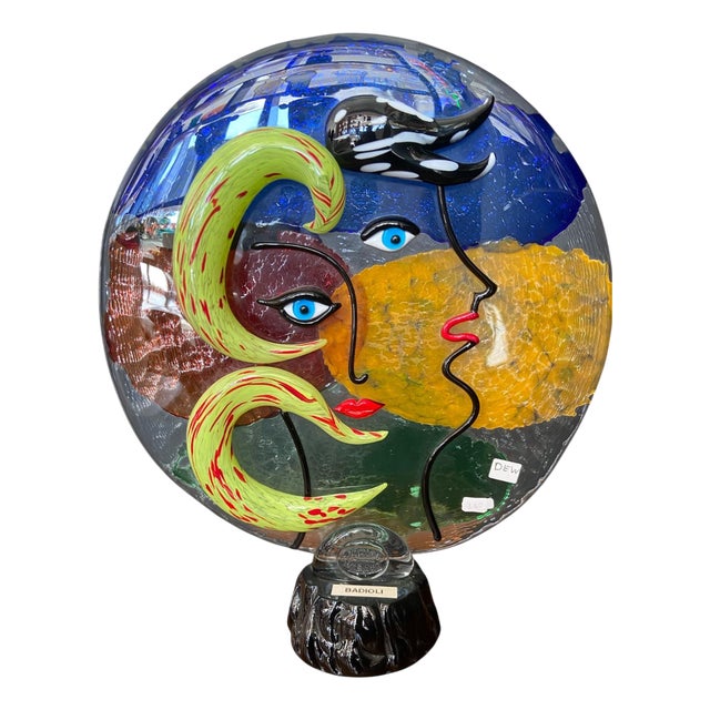 Picasso Medallion in Murano Glass by Badioli, 1990s For Sale