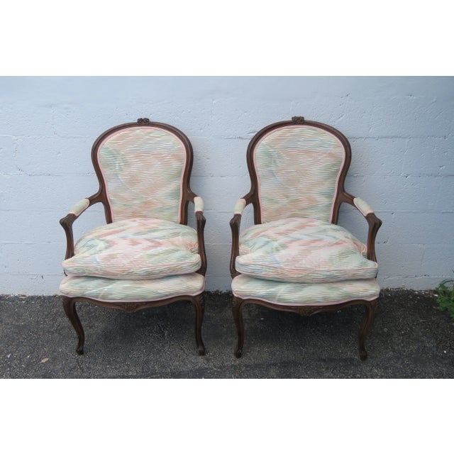 French Pair of Side Living Bed Room Den Fireplace Chairs For Sale - Image 11 of 13