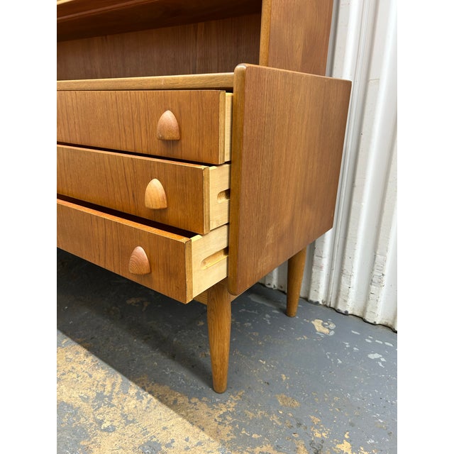 Mid Century Modern Teak Danish Sideboard Credenza With Hutch & Tambour Doors Ca1960s For Sale - Image 12 of 12