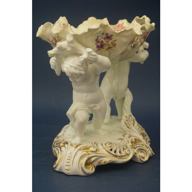 Antique Triptych of Cherubs and Sauceboat in Porcelain from Moore Brothers Longton Factory, England, 1890s, Set of 4 For Sale - Image 15 of 18