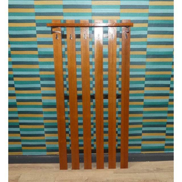 Mid-Century Modern Vintage Wall-Mounted Coat Rack with Hat Shelf, 1960s For Sale - Image 3 of 10