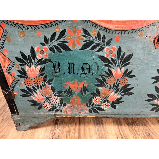 Antique Swedish Oak Kista Dowry Chest C. 1841 For Sale - Image 11 of 13