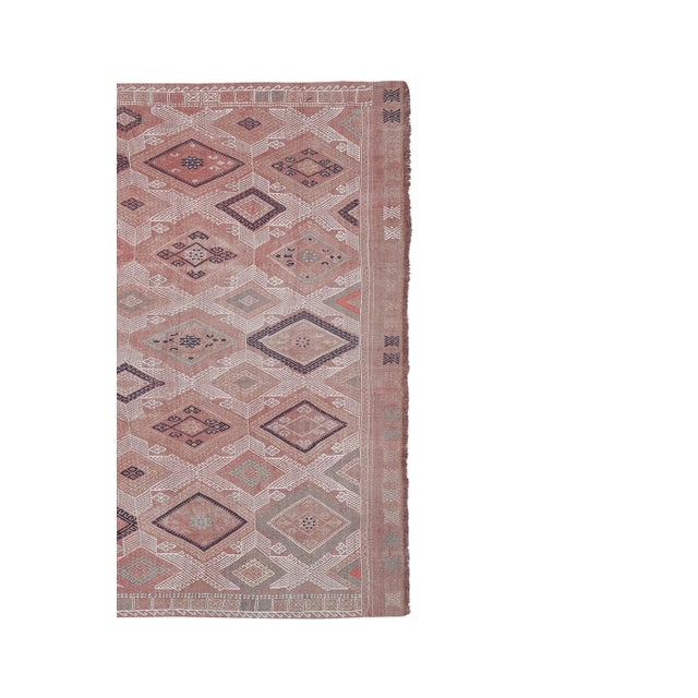 1960s Vintage PasteL Turkish Jajim Kilim Rug 5'5'' X 7'1'' For Sale - Image 4 of 13