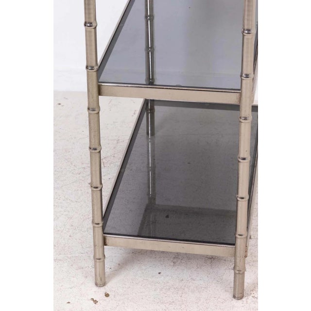 Chrome Chrome Hollywood Regency Faux Bamboo Five Shelf Étagère For Sale - Image 8 of 11