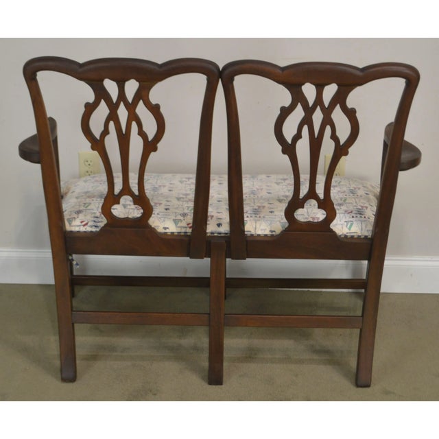 1970s Kittinger Chippendale Style Mahogany Double Back Settee A For Sale - Image 5 of 12