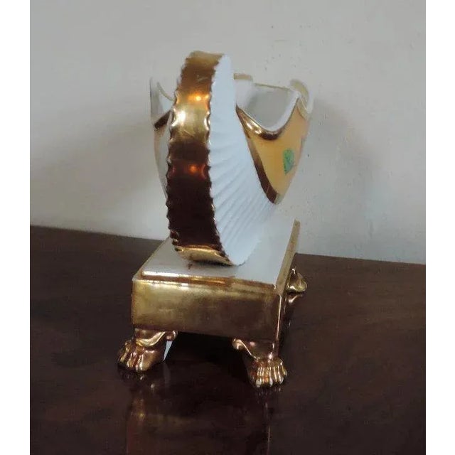 Apricot 19th Century French Empire Old Paris Porcelain Shell Form Vase or Sauce Tureen For Sale - Image 8 of 11