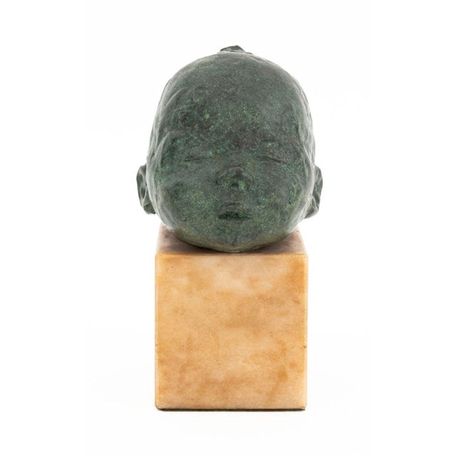 Realism Jacob Epstein Style Sleeping Baby Bronze Sculpture For Sale - Image 3 of 8