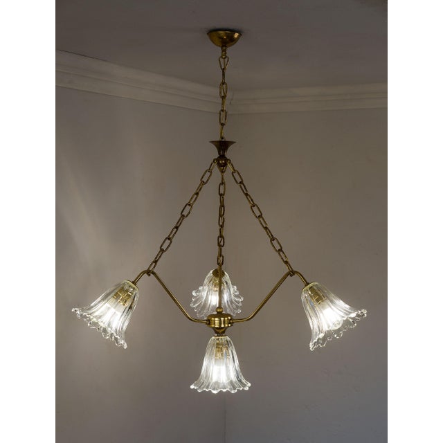 Mid-Century Modern Mid-Century Murano Glass 4-Light Chandelier, 1950s For Sale - Image 3 of 9
