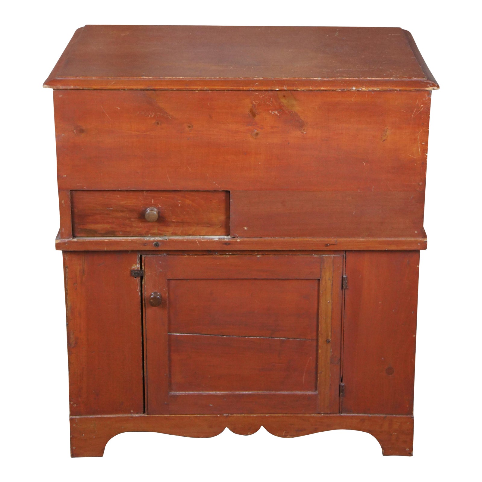 Early American Antique Pine Pennsylvania Lift Top Commode Trunk