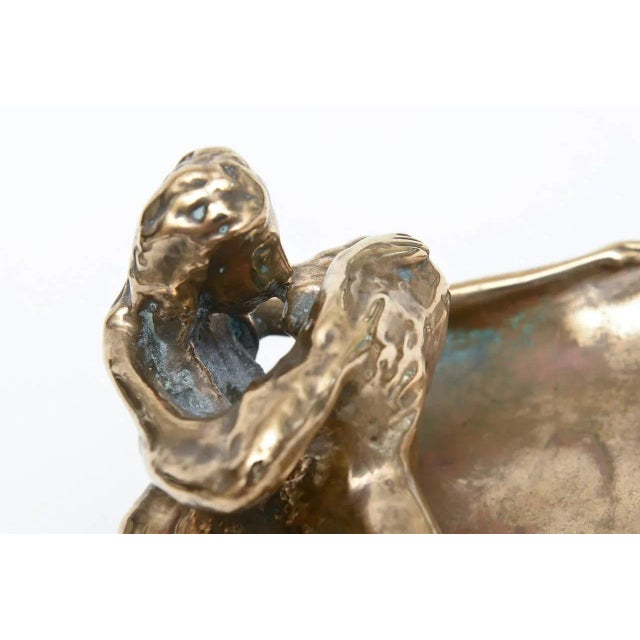 Metal Vintage Signed Victor Zaikine Bronze Sculpture Erotic Lovers Embrace Series 60's For Sale - Image 7 of 10