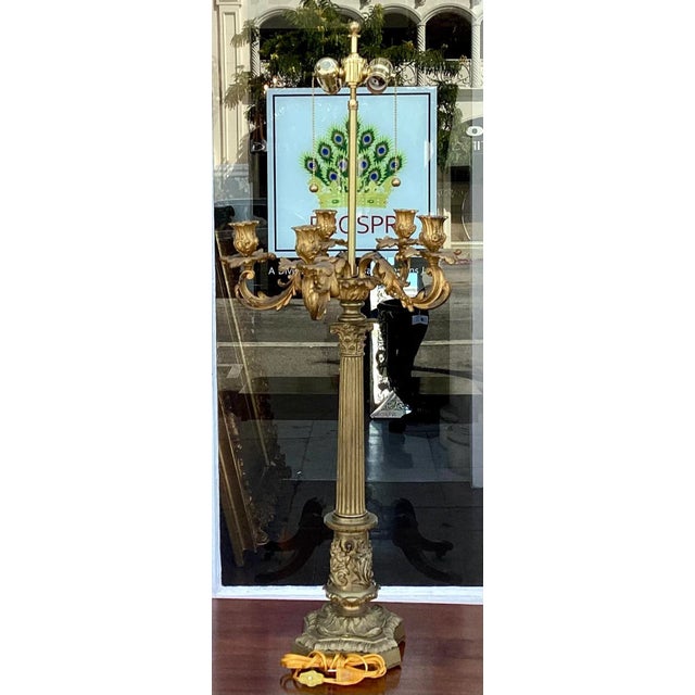 Neoclassical Antique Neoclassical Gilt Bronze Candelabra Now a Designer Lamp For Sale - Image 3 of 6