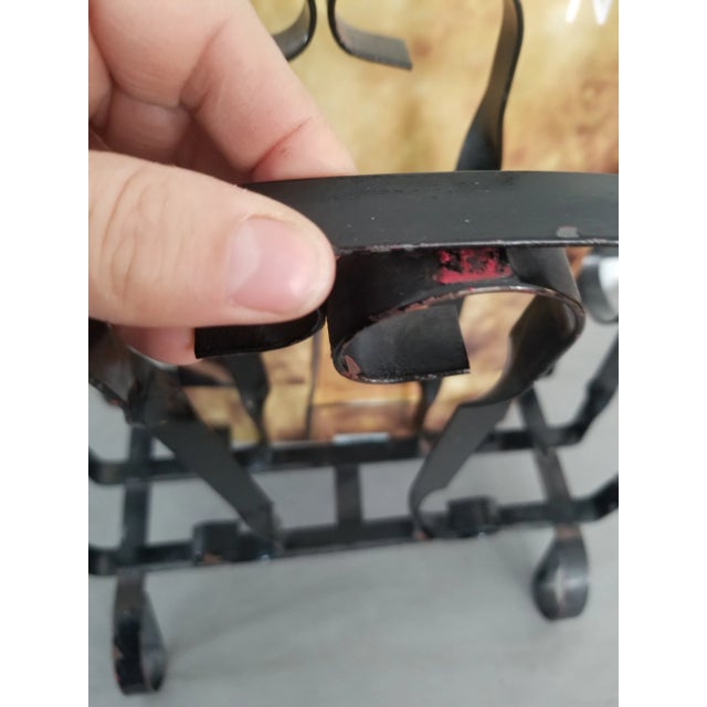 Vintage Mid Century Black Scroll Magazine Rack For Sale In Chicago - Image 6 of 13