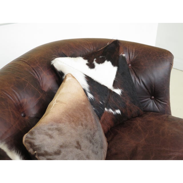 1990s Vintage King Ranch Saddle Leather & Hide Tufted Sofa Chairish