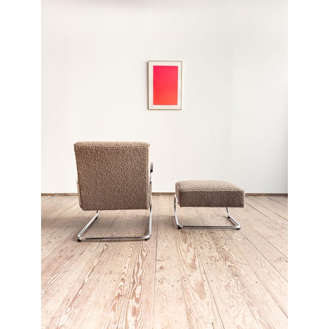 2000 - 2009 Set of Model 411 Cantilever Lounge Chair and Ottoman from Thonet, Germany, 2000s For Sale - Image 5 of 18