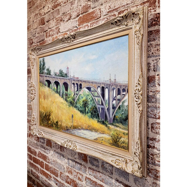 Blue Ben Abril - the Iconic Pasadena Suicide Bridge - Oil Painting For Sale - Image 8 of 12