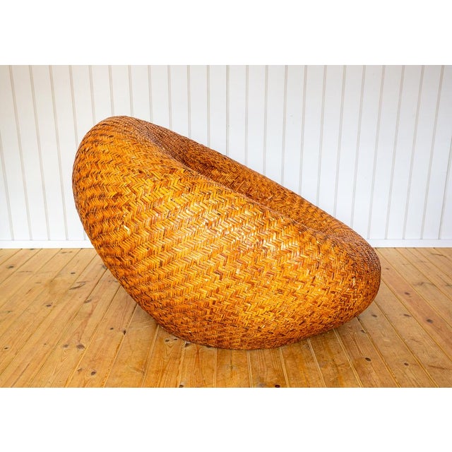 French Mushroom Lounge Chair in Rattan, 1970s For Sale - Image 9 of 18