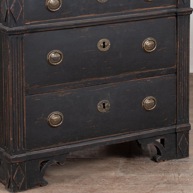 Pair, 19th Century Black Painted Swedish Gustavian Chest of Three Drawers For Sale - Image 16 of 18