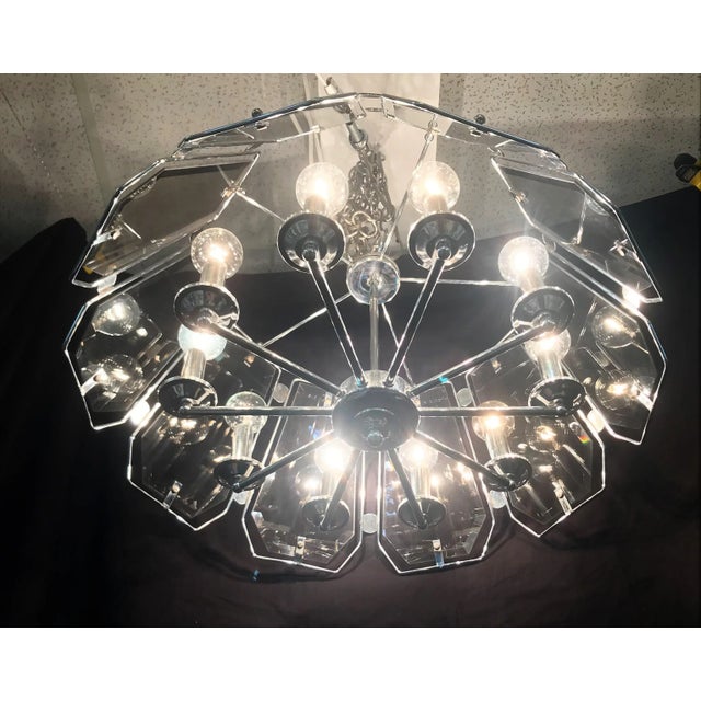 Mid-Century Modern Mid 20th Century Smoked Glass and Chrome Chandelier in the Style of Fredrick Raymond For Sale - Image 3 of 13