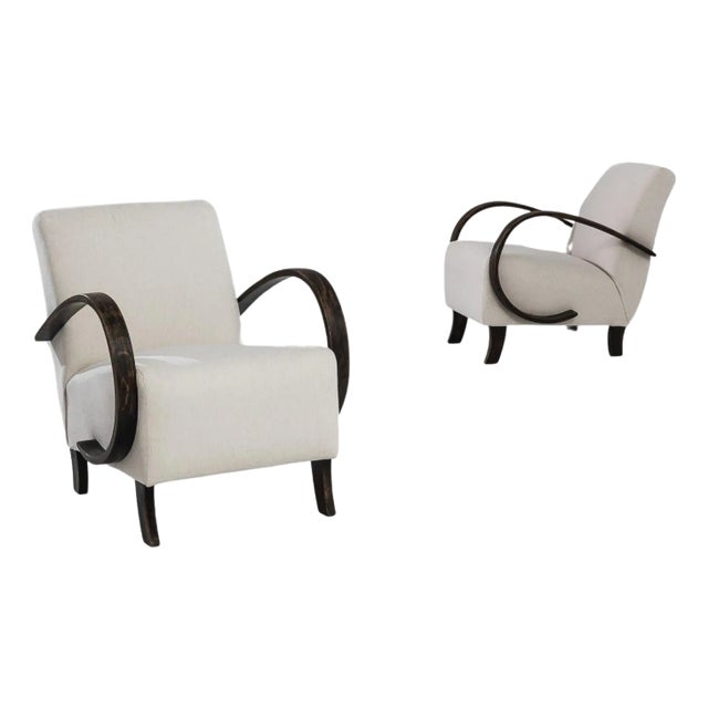1930s Czech Wooden Armchairs by J. Halabala, a Pair For Sale