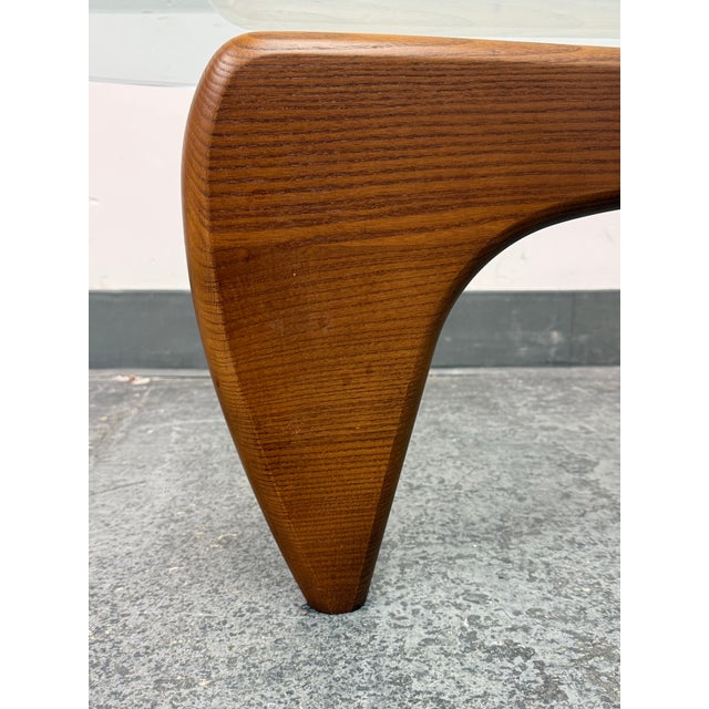 Isamu Noguchi Style Glass + Wood Coffee Table For Sale - Image 9 of 12