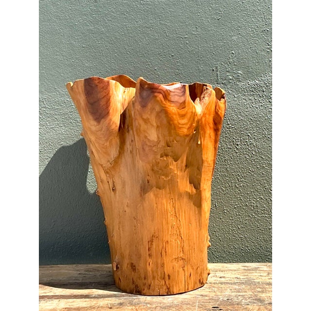 Late 20th Century Vintage Monumental Carved Wood Vase For Sale - Image 5 of 12