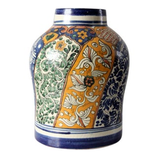 Vintage Talavera Pottery Style Vase For Sale