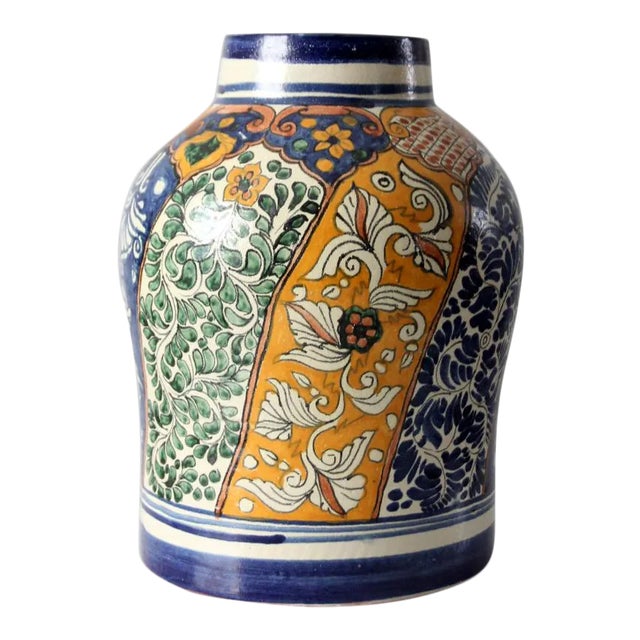 Vintage Talavera Pottery Style Vase For Sale