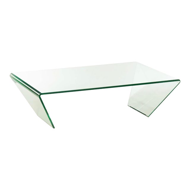 Classic Heavy Glass Coffee Table For Sale