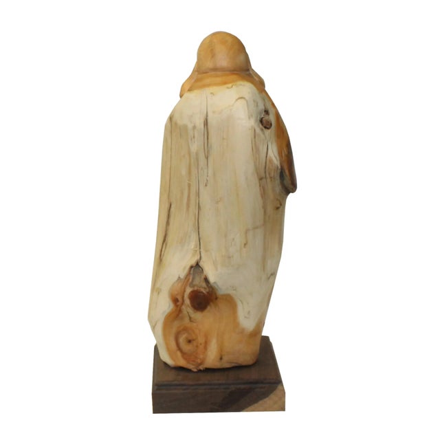 Chinese Cypress Wood Carved Irregular Shape Happy Buddha Statue For Sale - Image 4 of 7
