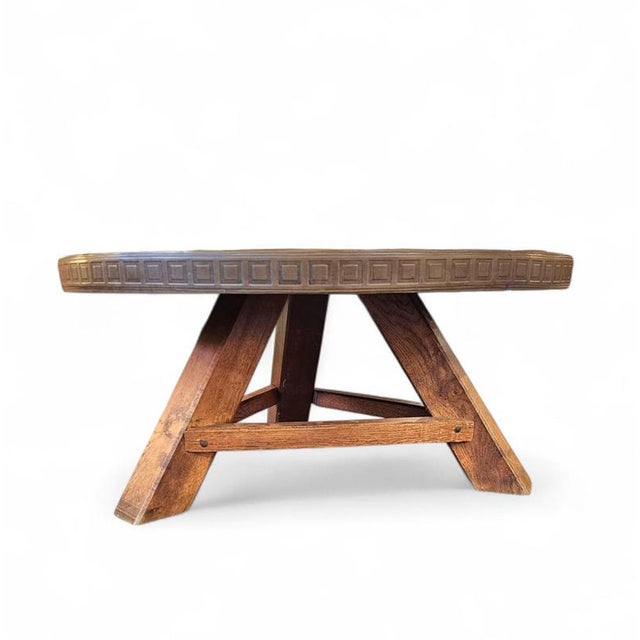 Round Brutalist Coffee Table with Brass Copper Top, 1960s For Sale - Image 12 of 18